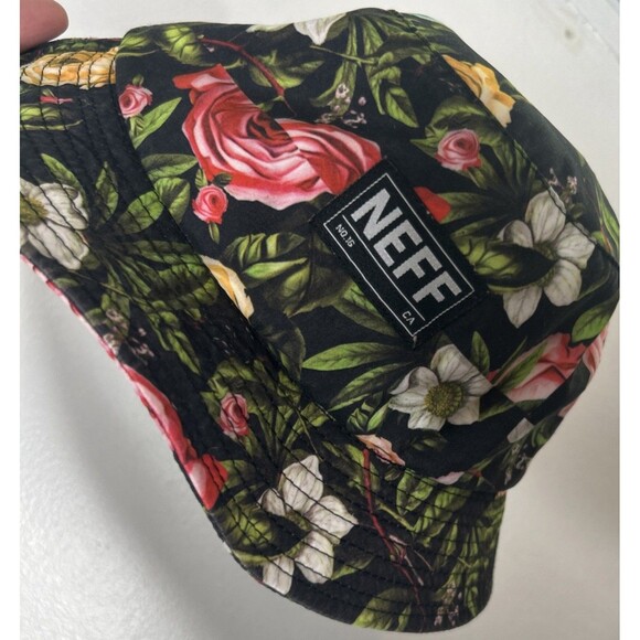 NEFF Bucket Hat Hawaii Beach One Size Black White Pink Floral Surfer Resort Wear - Picture 5 of 5